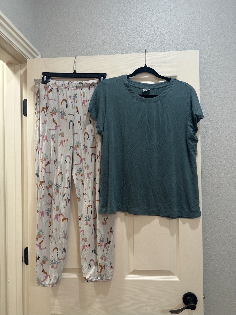 Soma Women's Teal Short-Sleeve Top and Printed Lounge Pants Set